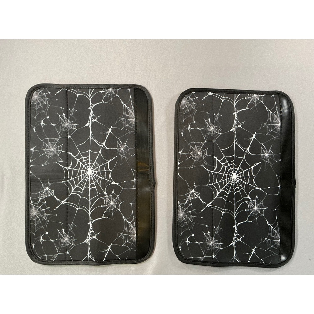 New Spider Web Car Seat Belt Pads Black White Gothic Spooky Halloween 2 Pack Z86